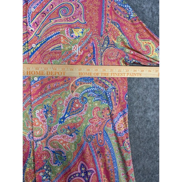 Lauren Ralph Lauren Womens Button Up Shirt Floral Paisley Black Label Tunic Sz L - Picture 8 of 11